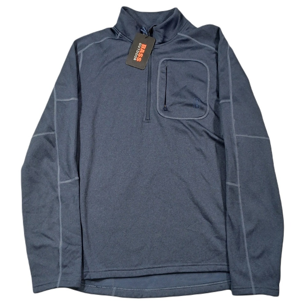 Bass Outdoor Blaze 1/2 Zip Pullover‎ Mens Small Dress Blue Fleece $49 NEW